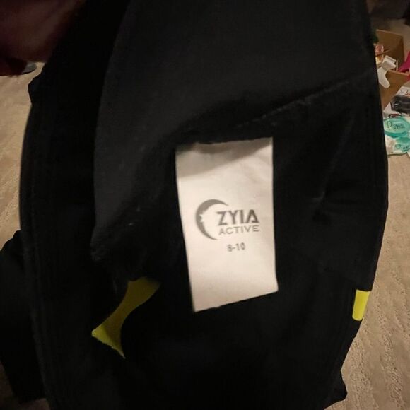 Size 8-10 Zyia 🌙 Black Neon Tape Luxe Hi-Rise 7/8 24” - Picture 4 of 4